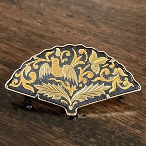 Damascene fan Brooch